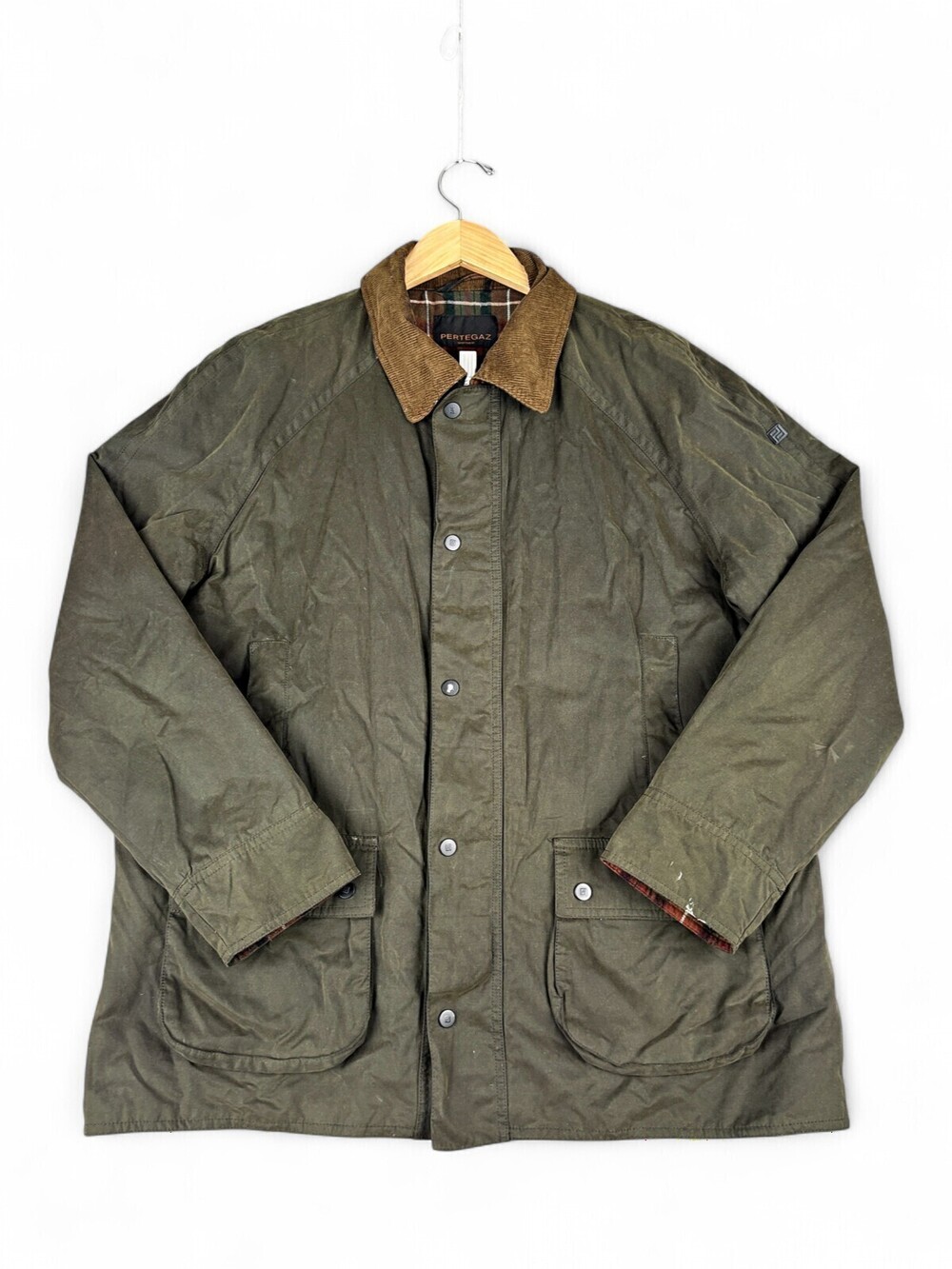 Pertegaz Men's Olive Field Jacket Corduroy Collar XL